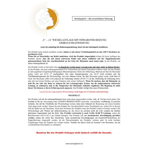 pelenkázó fűtőszőnyeg m