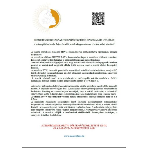 Lemosható ruhaszárító fűtőszőnyeg 80*85 cm