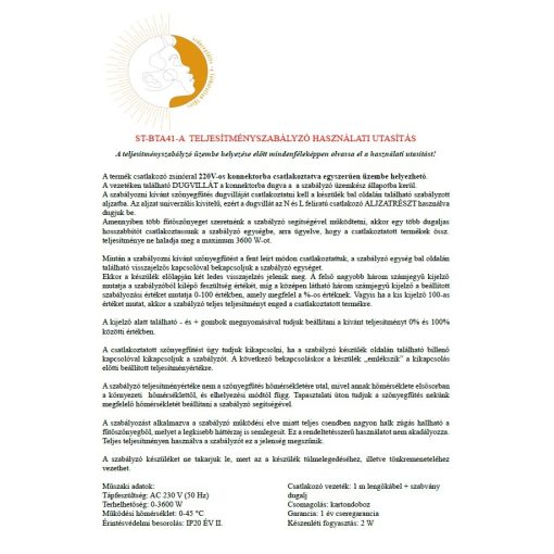 Digitális teljesítmény szabályzó fűtőszőnyeghez